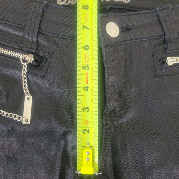 Love Notes Jeans Juniors 7 / 8 Black Low Rise Goth Skinny Leg Zip Chain Pocket - Picture 4 of 16